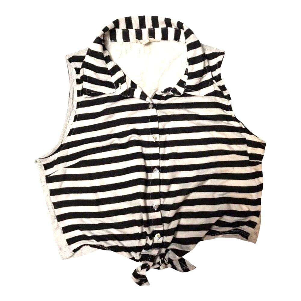 Striped Top Sheer Sleeveless  Iris Los Angeles Lace Knot Tie Girls Large